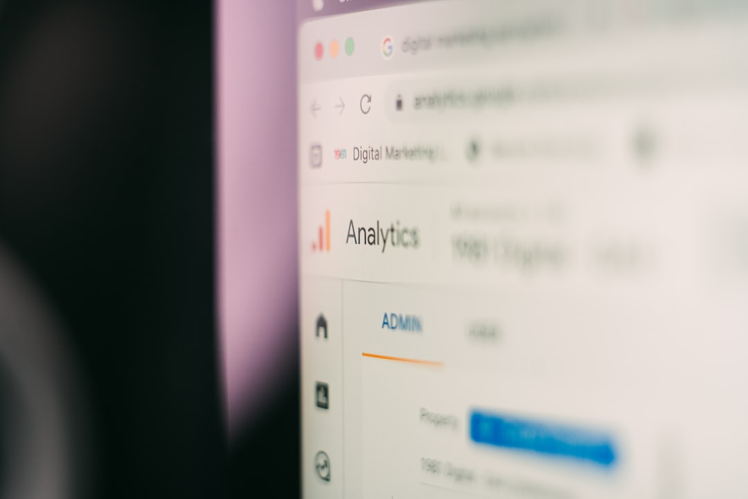 A close-up of a computer screen displaying a Google Analytics web page, focusing on the sidebar menu and part of the Analytics dashboard under the Admin section for a WordPress Hosting site.